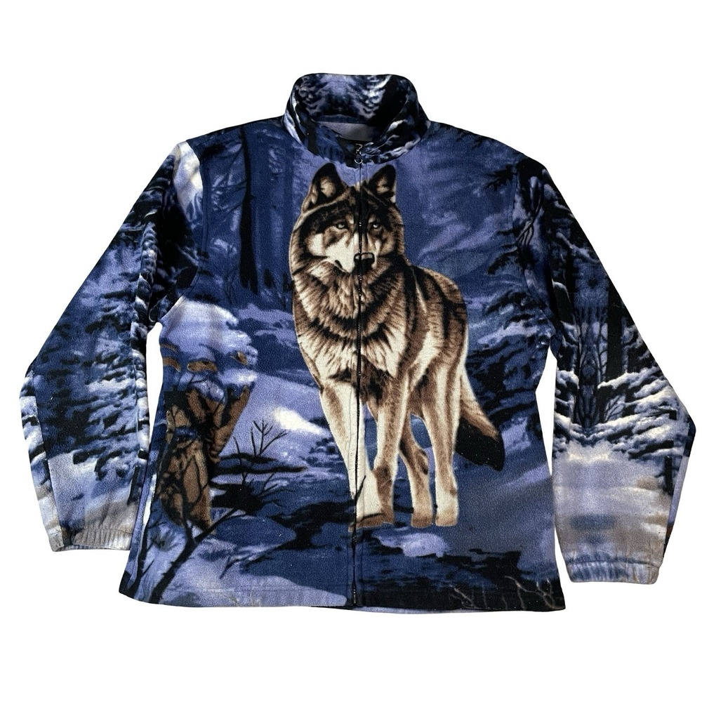Vtg Wolf Fleece Full Zip Jacket Mens XL Trail Crest Made In USA‎ 90s Outdoors